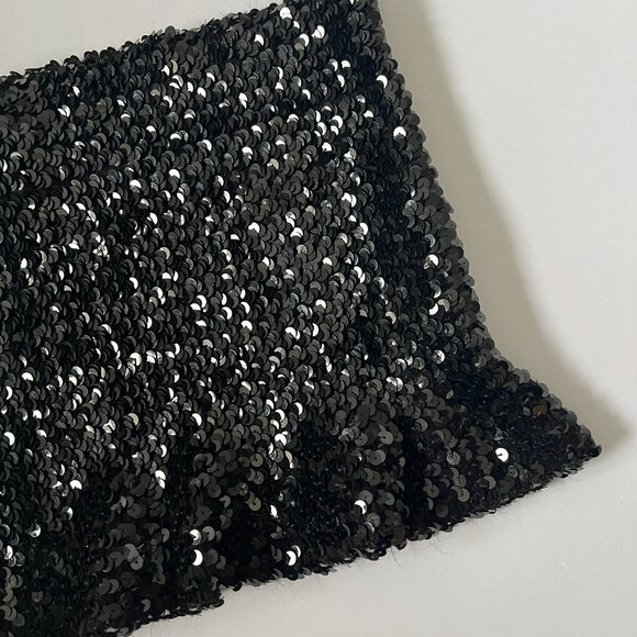 Vintage Black Sequinned Peplum Tube Party Top – Perfect for Holidays & Night Out - Picture 8 of 9